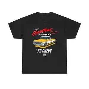 Heartbeat of America 1972 Chevy C10 T-Shirt  Classic Full Size Pickup Graphic Tee  Vintage Chevrolet Truck Shirt| Retro Truck Gift