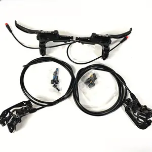 4-Piston Hydraulic Disc Brake Caliper Set with Motor Cut-off Sensor–High Performance Oil Brake System for E-Bike, Electric Scooter, MTB & Mountain Bike–Front/Rear Brake Lever Assembly ﻿