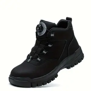 Premium Safety Shoes: Steel Toe, Anti-Puncture/Smash/Slip, Shock Absorbing - Rotating Buckle, High Top for All-Day Protection in Industry & Construction Thermal Lined Thermal Lined Footwear Closed Worker Bridal Ginger-Colored Boy