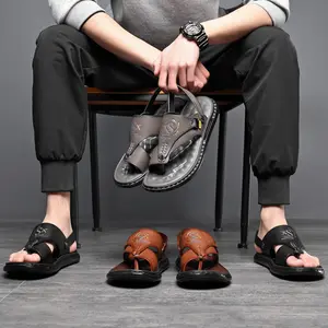 Sandals Microfiber leather latex cushion casual toe slipper beach shoes