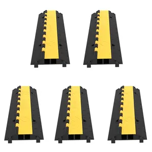 【fathersdaygift】VEVOR 5-Set Rubber Cable Guard Dual-ChannelDurable 66,000 lbs CapacityWire & Hose Protection Speed Bump for Driveways (2-Channel5 Sets-66,000 lbs)Outdoor