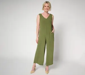 Attitudes by Renee Petite Textured Woven Sleeveless Jumpsuit
