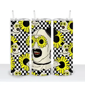 Yellow Sunflower Horror Clown 20 oz Tumbler Drinkware Water Bottles Handmade Mug Portable Bottled Drinkware Bottle