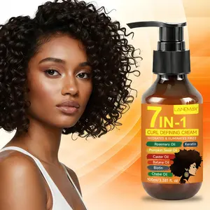 7-In-1 Curl Defining Cream with Argan Oil, Rosemary Oil, Castor Oil, Batana Oil, Moisturizes and Smooths, Frizz-Free Waves, All Hair Types, 3.381 Fl.oz, Haircare