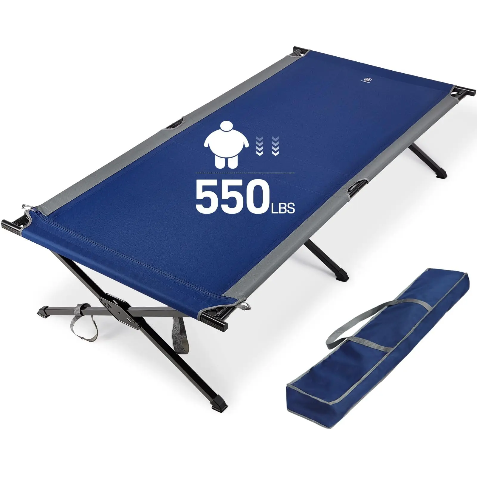 EVER ADVANCED Extra Wide Camping Cot for Adults Oversized XXL Sleeping Cots Folding Cot Bed with Carry Bag, 84.3" L x 41.9" W, Support to 550 lbs