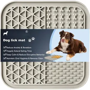 Lick Mat for Dogs,  Lick Mat with Suction Cups for , Peanut Butter  Licking Mat Slow Feeder Dispensing Treater Lick Pad for Dogs Cats  Bathing and  (Grey)