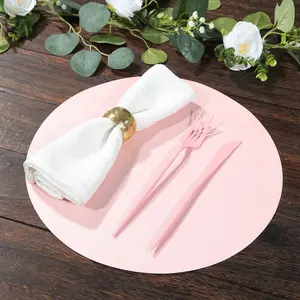 50 Pack 13" Round Disposable Paper Placemats – Pink Cardboard Dining Table Mats, 120 GSM