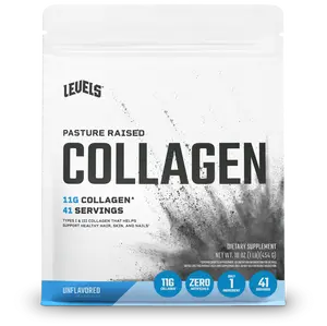 Levels Pasture Raised Collagen Hydrolyzed 11G of Collagen 41 Servings Unflavored for Hair Skin & Nails