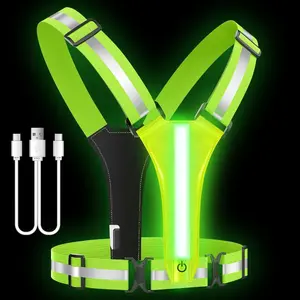 Reflective Vest For Running Gear – High Visibility Rechargeable Light Up Vest for Night Running, Cycling & Walking | Adjustable Safety Vest for Men & Women