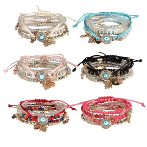 Handmade Beaded Jewelry - Turkish Blue Evil Eye Multi-Layer Sports Wristband, Sporty Sports Wristbands
