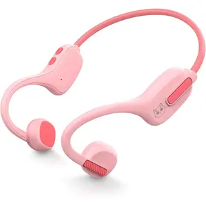 SQ-HPS020 Kids Open Ear Headphones - Kids Girls Bluetooth 5.3 Conduction Headphones with Mic,Ultra-Light,IPX5 Waterproof and Safer for Children Wireless Headphones,Perfect for School Travel Gifts (Pink)