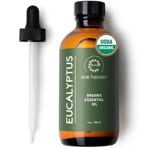 Eve Hansen USDA Certified Organic Eucalyptus Essential Oil 4oz | Topical and Aromatherapy Essential Oil | Organic Eucalyptus Oil for Sauna Essential Oil