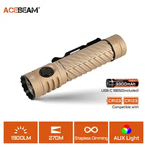 ACEBEAM EC20 Multi-light Source EDC Flashlight 2800 Lumens White Light & RGB Aux Light Dual Illumination Options Customizable Materials