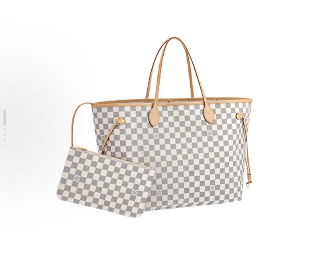 Pre-owned Louis Vuitton Neverfull Damier GM Tote Bag and Leather