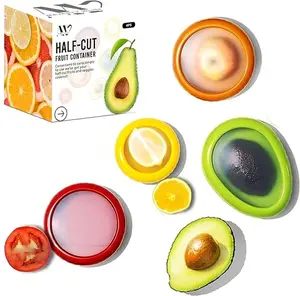 nti-Oxidation Silicone Fruit and Vegetable Storage Box, Fresh Stretch Pod, Set of 4 Reusable Storage Containers for fridge | Avocado Saver, Tomato, Apple, Onion Holder, Fridge pod