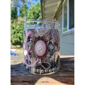 Fine Line 20-30-Mysterious Silver tone  jar! !Pink silver  -  box Personalized Name Pendant  with Heart bangle jewelry rainbow Mini Stainless style