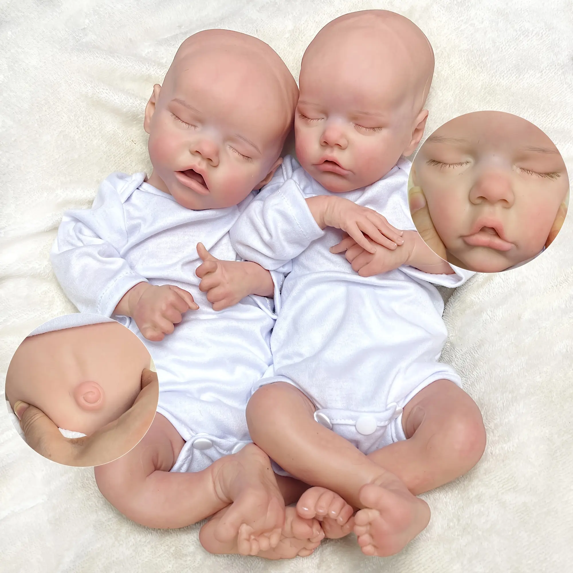 1PC Realistic Reborn Newborn Baby Doll - 42-45cm Whole Body Solid Silicone Girl Doll, Open Mouth, Artist Oil-Painted Skin, Bathable, Soft Cuddly Fabric Gift, Lifelike Newborn Reborn Toy with Long Sleeve for Family (Toys & Hobbies Specialty DIY Supplies)