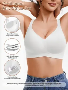 V Neck Solid Color High Support Wireless Comfort Jelly Gel Bra, No Show Design for All-Day Wear, Ideal for Everyday Use