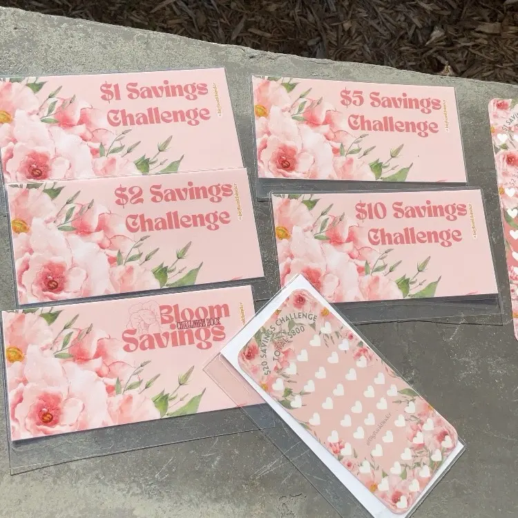 Bloom Savings Challenge A6 - Savings Challenge with Options for $1, $2 ...