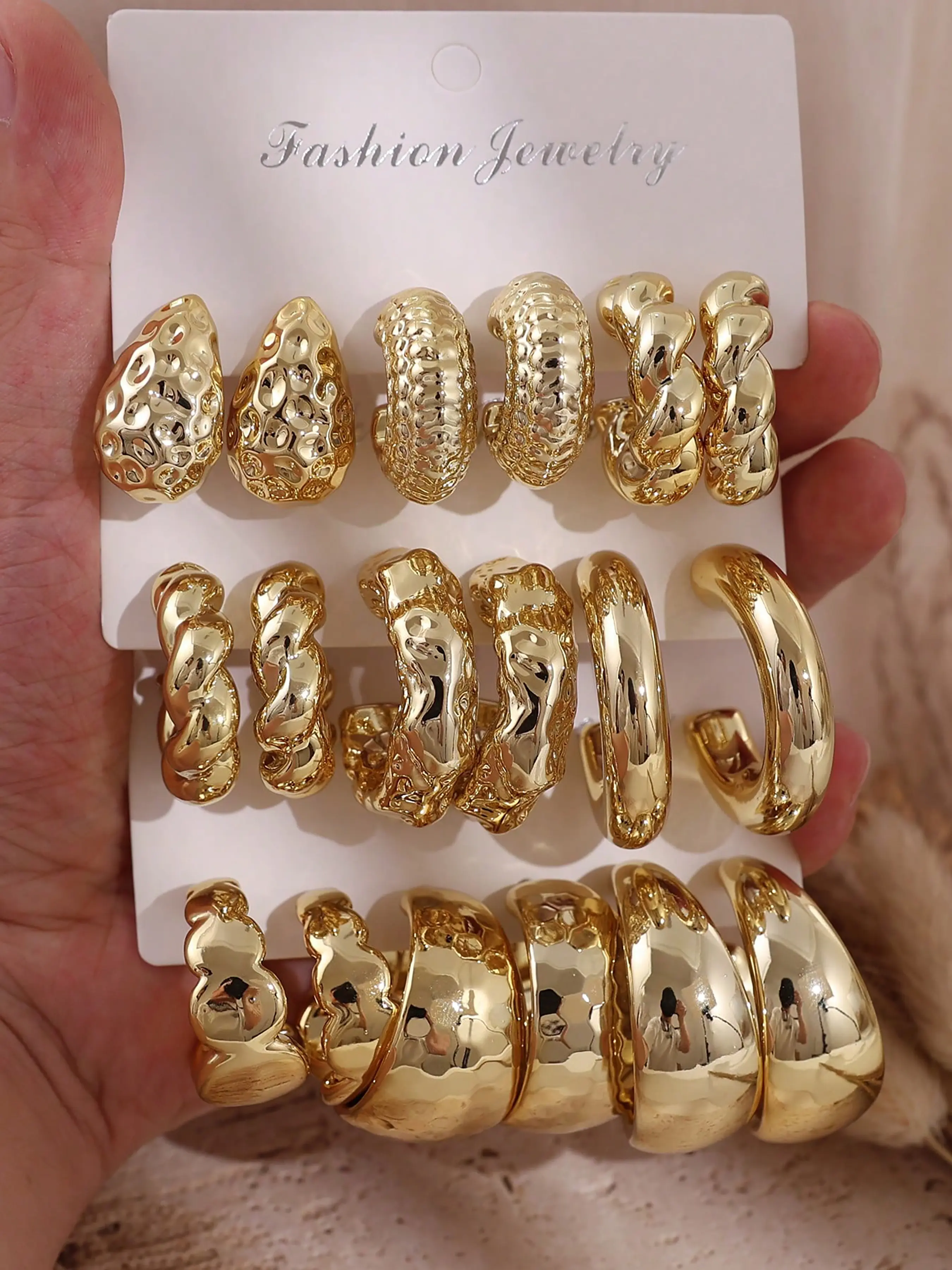 18pcs Eco-Friendly Ccb Material Non-Fading Fashion Stackable Earrings Set, Stylish Design Earings for Women, Durable and Trendy Jewelry Accessories