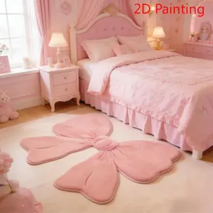 Valentine's Day bedside bay window floor mat pink bow bedroom decoration dressing table plush carpet, Soft Fluffy Rugs, living room sofa carpet washable bathroom kitchen laundry room floor mat entry entrance anti-slip floor mat