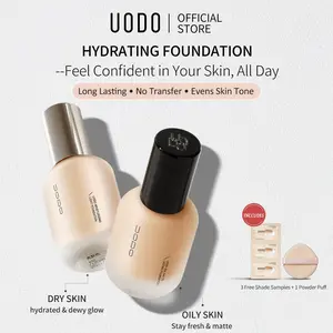 UODO Hydrating Foundation for Dry & Oily Skin Long Lasting No Transfer Dewy Finish Lightweight Breathable Good Coverage Makeup Concealer Cosmetic