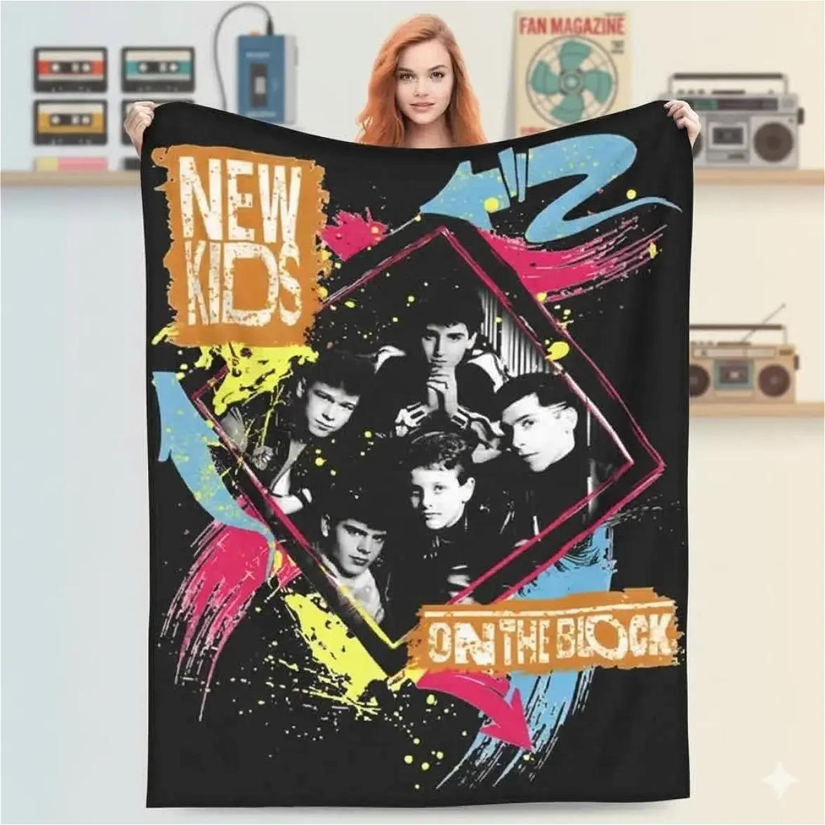 Relax New Kids On The Block Tour Album Blanket Merch Room Decorative NKOTB Rock Band Throw Blankets Lightweight Thin Velvet Skin-friendly Soft And Breathable