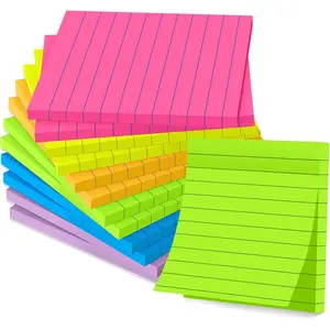 (12 Pads) Lined Sticky Notes 4x4 in , 6 Bright Colors with Lines Self-Stick Note Pads it,  Adhesive, 46 Sheets/Pad, 552 Sheets in Total