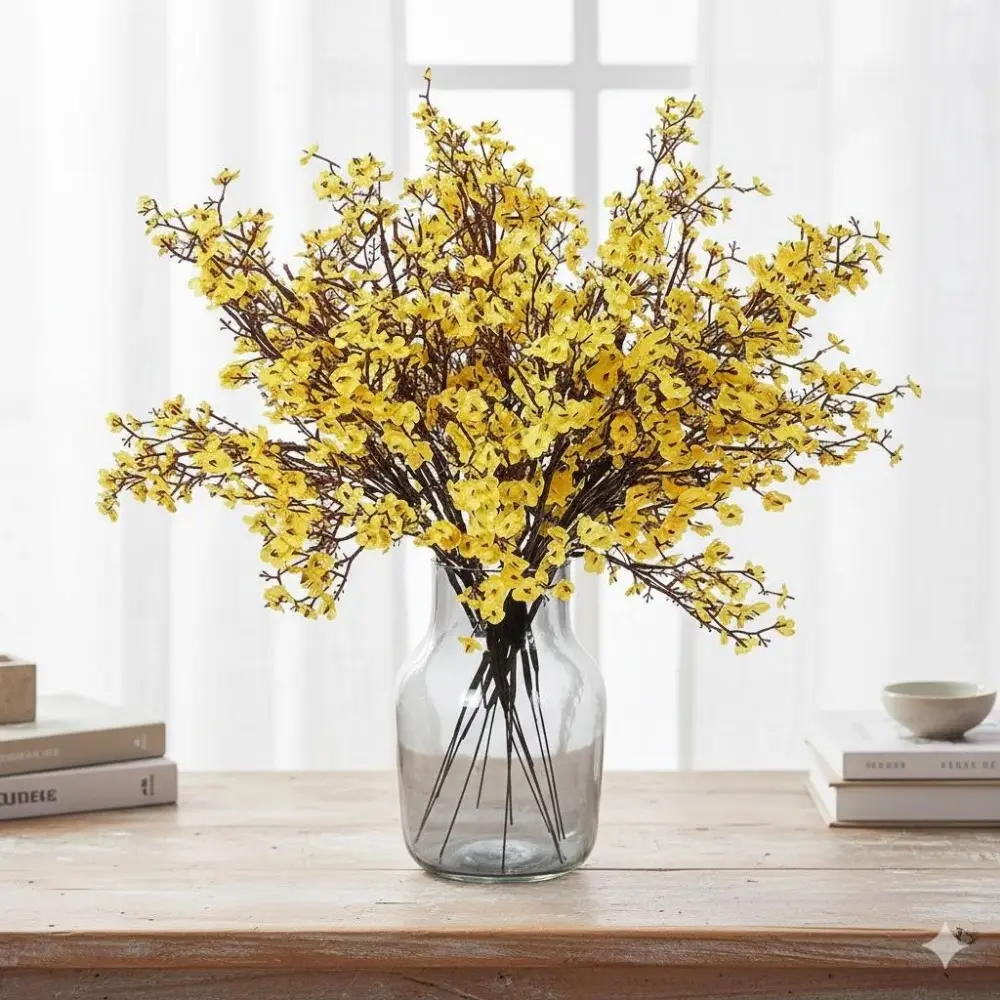 Eternal Cherry Blossom & Baby's Breath Bouquet, Modern Nordic Vase Arrangement for Living Room Bedroom Decor, Faux Floral Centerpiece Wedding Home Decor, Maintenance-Free Artificial Flowers, Decorative Flowers, Year-Round Home Decor