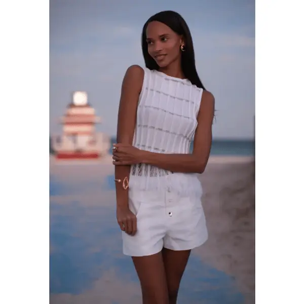 Karina Grimaldi Aria Fringe Top in White