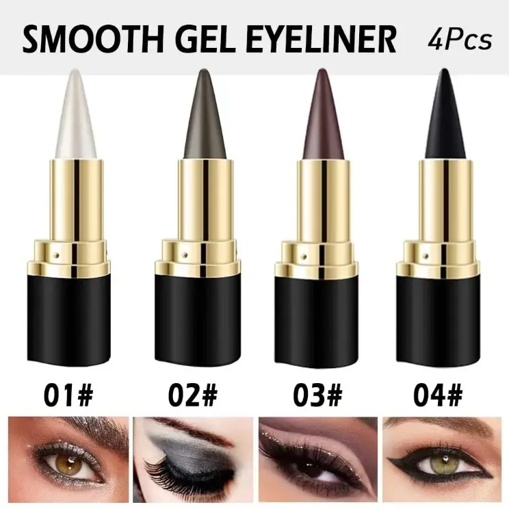 Evpct Company 4 Piece Black Silver Grey Brown Gel Pencil Set makeup brush Cosmetic Professional Eyeliner Lipliner Electric Multi-Size Cleaner Smooth