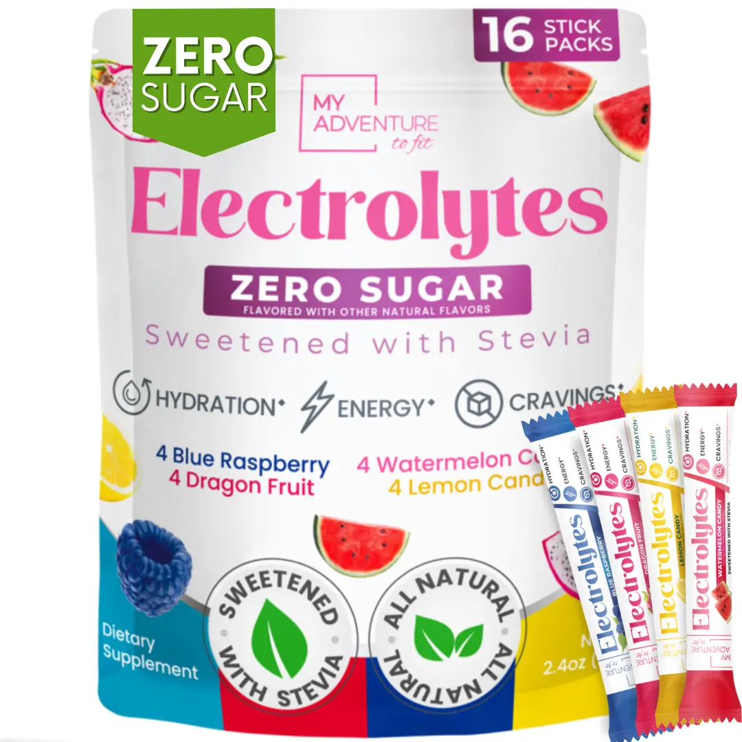 16 Count Variety Sampler with 4 Flavors Blue Raspberry, Watermelon Candy, Lemon Candy , Dragon Fruit - Sugar Free - Clean Hydration for Energy, Focus, and Craving Control - Hydrating Minerals