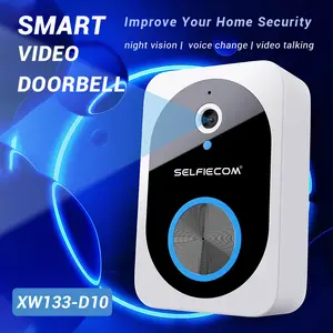 SELFIECOM XW133-D10 Wireless Video Doorbell Camera Smart WiFi Security Doorbell with Chime Voice Changer Free Cloud Storage 2-Way Audio Night Vision Rechargeable Battery Powered 2.4G WiFi Only