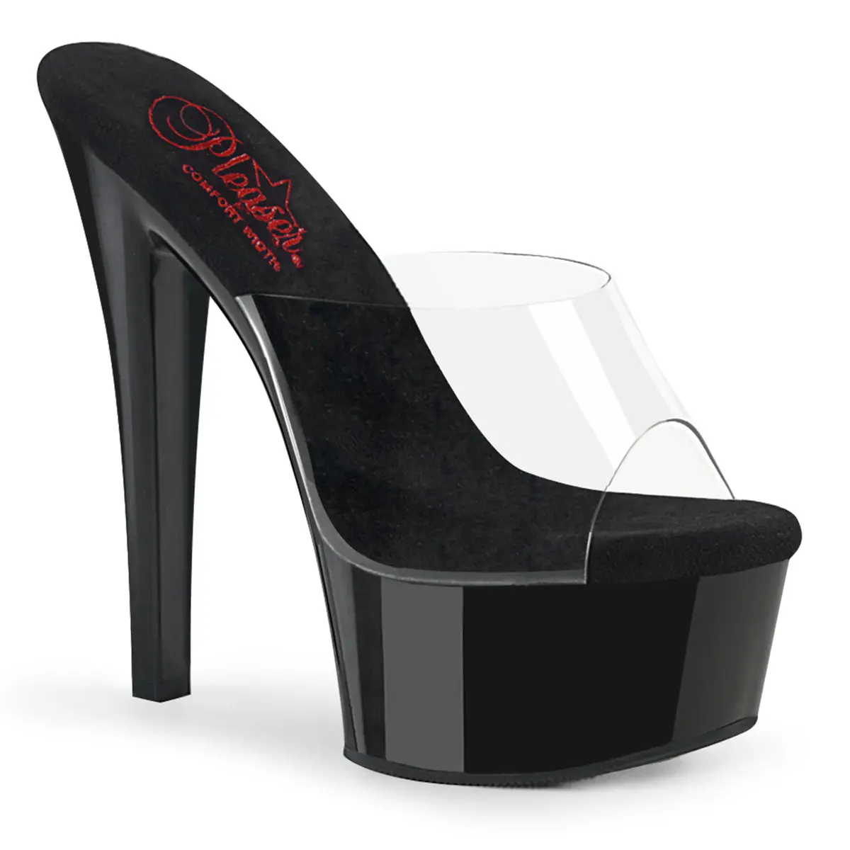 Gleam-601 6 Inch Heel Stiletto Pointed Toe Clear Black Platform Women's Fashion Shoes Elegant Comfortable Walking Shoes