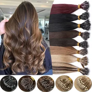 50g / 50strands Nano Ring Tip Human Hair Extensions 100% Remy Human Hair Nano Ring Micro Beads Hair Straight Thick for Women 16"18"20"22"24"