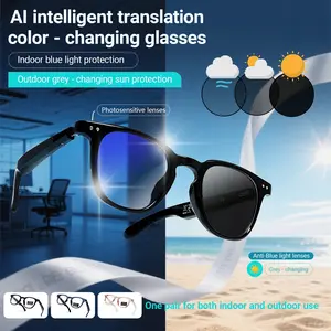 AI smart glasses, photochromic lenses, real-time translation in 160+languages, open ear high-definition calling, HIFI music playback, automatic power on, elastic mirror legs, suitable for more face shapes, travel and driving scenarios, 2026 gift