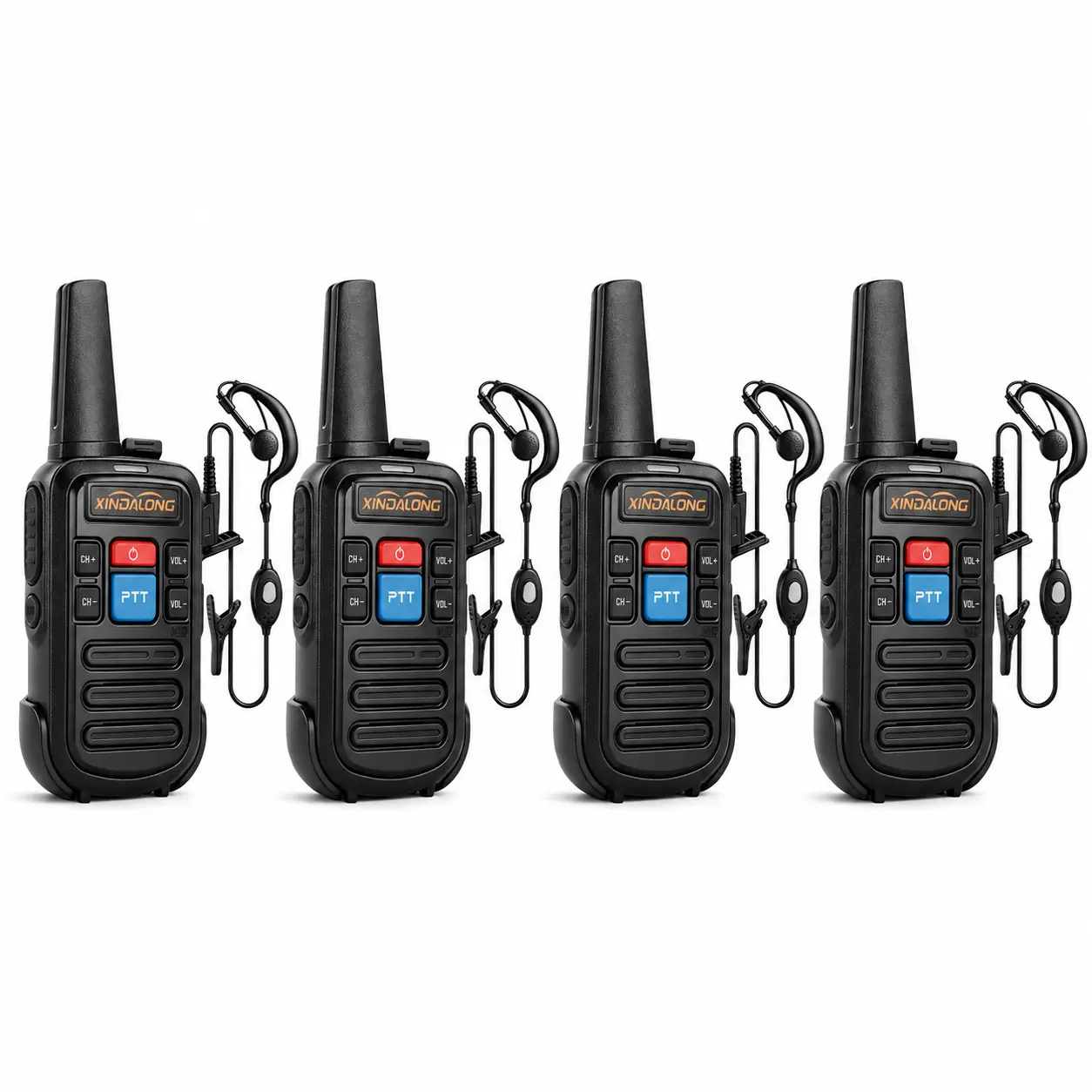 XINDALONG XDL-C50 Compact Rechargeable Walkie Talkie (4-Pack: 2×XINDALONG-C50 Walkie-Talkies, Battery Cells, 2×Belt Clips), RF Power, Ultra-Thin, Ultra-Light, USB Charging, 16 FRS Channels, Headset Cable Included, Children's Gift, Outdoor Gadget (Boxed)