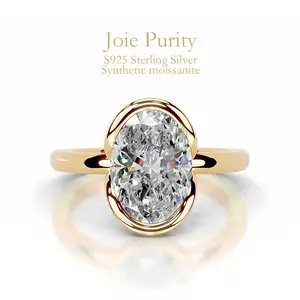 2CT Oval Cut D Color Moissanite Women's Fashion Wedding Ring, S925 Silver, Hypoallergenic & Tarnish-Free Luxury Jewelry with Premium Gift Box, Perfect Gift for Her Solitaire Engagement Ring