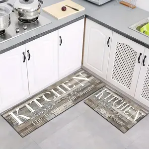 2-piece set of diatomaceous earth non-slip kitchen mats with kitchen element pattern for kitchen, bathroom, bedroom decoration, Home Decorative Rugs, Kitchen Rugs Sets