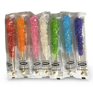 Colorful Rock Candy Sticks Lollipops, Made with Cane Sugar, Assorted colors | 6 Pack