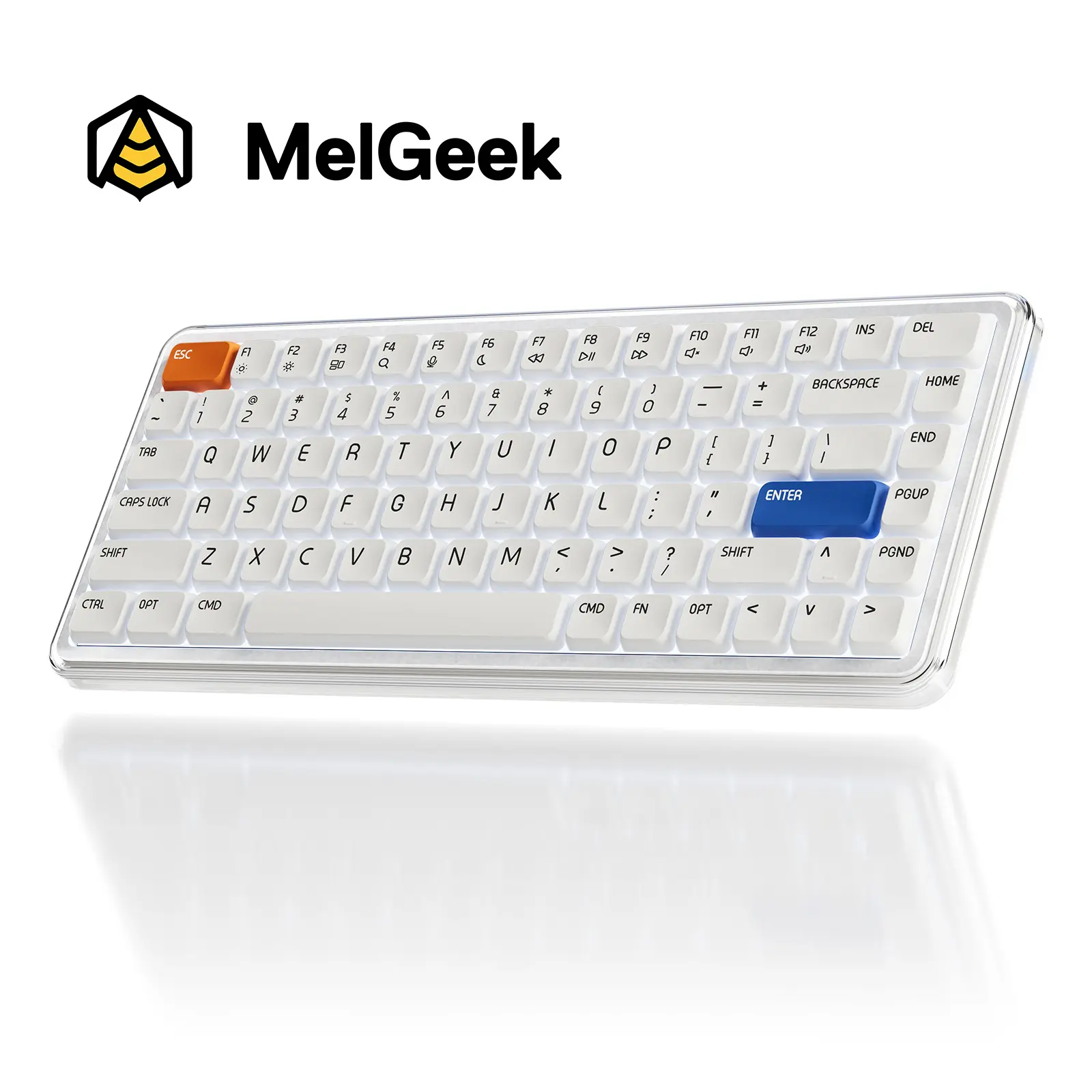 MelGeek O2 Quiet Wireless Office Keyboard 75% Compact Low Profile Switches Hot-swappable Bluetooth 2.4G USB-C for Mac Windows Linux summerwins