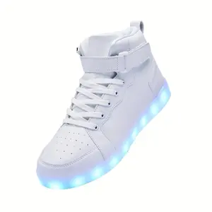 LED light-up high-top sneakers for men and women; hip-hop dancing shoes for Halloween and Christmas parties; USB charging footwear; closed athletic training trainers; boys’ running shoes; casual insoles