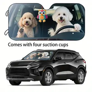 1pc Humorous and Fun Animal Car Sunshade,  Universal Fit for Various Vehicle Windshields, Made of Polyester Material, UV Protection & Interior Decoration, Keeps Your Car Cool, Foldable for Easy Storage, Gift for Mom, Dad, Pet Lovers, or Pet Owners