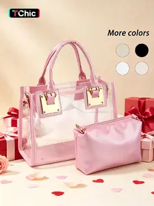 Women's Transparent Handbag, Fashionable Handbag, Transparent Shoulder Bag, Casual Trendy Versatile High-quality Daily Commuting Bag, Fashion Elegant Handbag, Stylish Versatile Bag