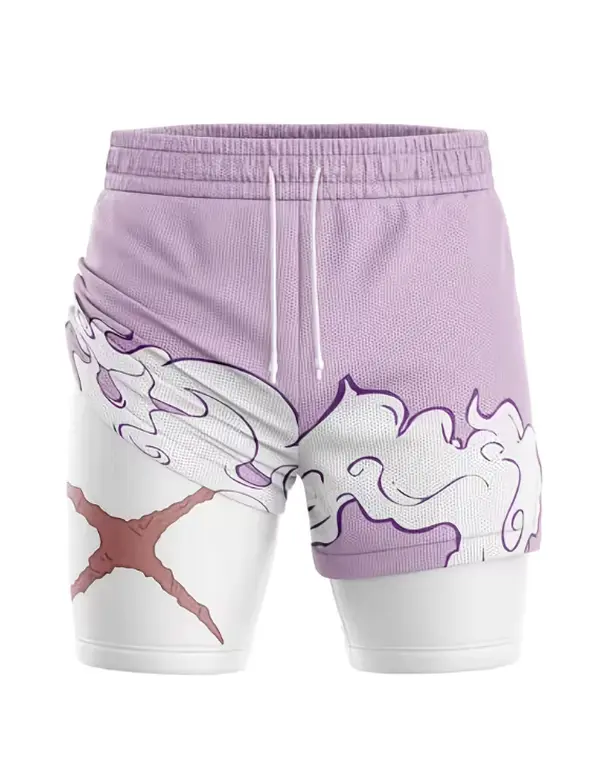 Anime Cartoon Performance Shorts Summer Double Layer Beach Pants Fitness Training Pant Sports
