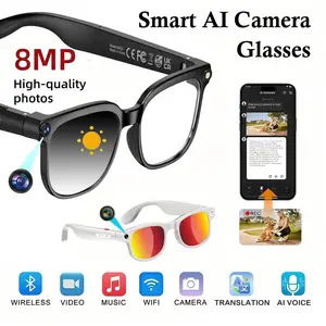 Smart AI Camera Glasses with 8MP Camera, Photochromic Lenses, Button Touch Control for Travel & Outdoor Adventures, Hands-Free Photography, 160+ Languages Translation, Bluetooth Wireless Wearable Video Recording with UV Protection