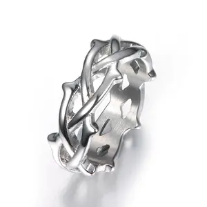 GTHIC Thorn Vine Braided Stainless Steel Gothic Ring for Men and Women Mother's Day Gift Jewelry