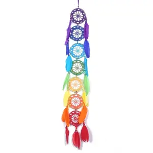 Rainbow Dreamcatcher | Seven Chakra Dream Catcher | Colorful | Wall Hanging Decoration | Boho | Feathers | Art | Gift