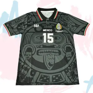 15# Luis Hernández 1998 World Cup Mexico National Team Third Kit Black Short Sleeve Retro Soccer Jersey Breathable