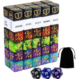 63 Pieces MTG Dice Counters Bulk Ability Keywords MTG Tokens Shield Life Counter 6 Sided Dice Set for Magic The Gathering,TCG,Cards Gaming Accessories